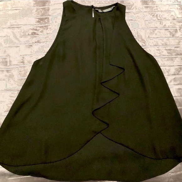 Zara Trafaluc Blouse Black ruffle asymmetrical top Size S - Picture 5 of 5